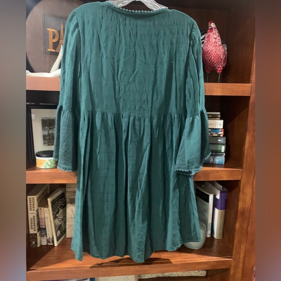 Knox Rose Teal Embroidered Boho Tunic Blouse Flowy Peasant Top Women's Small - Picture 7 of 7